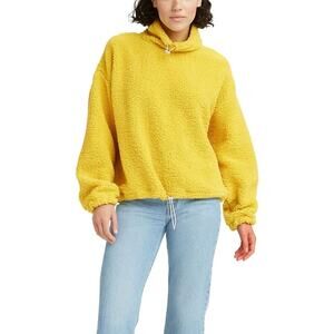 NWT‎ Levi's Yellow Aura Cozy Warm Mock Neck Sherpa Pullover Sweatshirt Small